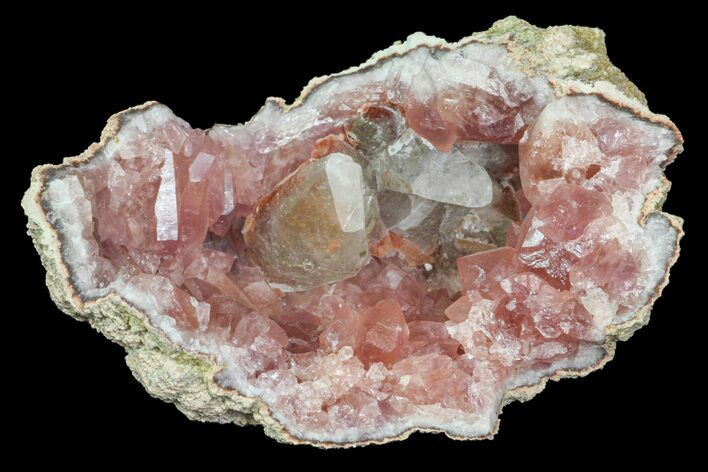 Pink Amethyst Geode Section with Calcite - Argentina #113334
